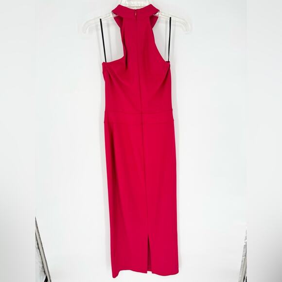 Marcella Women's Sonata Asymmetric Neckline Sheath Midi Dress Red S Glam Formal - Picture 8 of 15